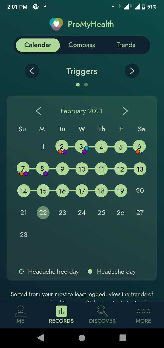 ProMyHealth Headache Calendar Screenshot 3